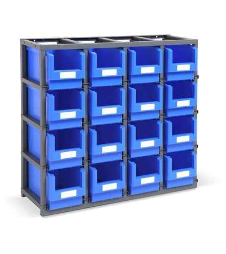Estantería monobloque para pequeñas piezas con 16 cubetas Picking Box Mythos, talla 3, An1025 x P355 x Al885 mm