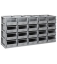 Scaffale monoblocco porta minuteria con 20 contenitori in metallo mis. 4, L1765 x P500 x H885 mm