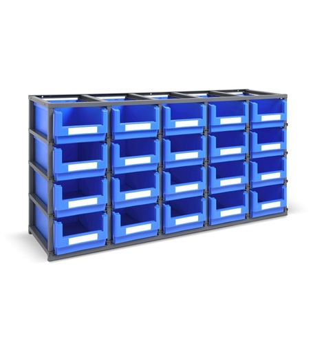 Estantería monobloque para pequeñas piezas con 20 cubetas Picking Box Mythos, talla 4, An1765 x P500 x Al885 mm