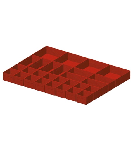 Set of 28 plastic divider boxes for drawers with H 50 mm, 36×27 EH