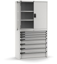 Armadio portautensili con porte a 7 cassetti, 3 piani regolabili, L1020 x P573 x H2000 mm (cod. M52A200C010TA08)