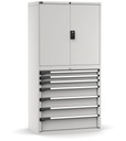 Armadio portautensili con porte a 7 cassetti, 3 piani regolabili, L1020 x P573 x H2000 mm (cod. M52A200C010TB08)