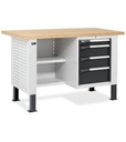 Banco da lavoro MASTERBR1501 con 1 armadio a cassetti con 4 cassetti e 2 semipiani