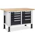 Banco da lavoro MASTERBR1503 con 1 armadio a cassetti con 4 cassetti e 1 armadio a cassetti con 5 cassetti