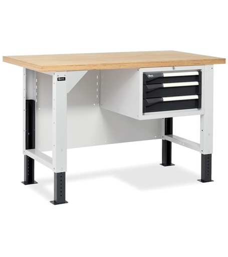 BR workbench 150 cm with 1 drawer cabinet with 3 drawers – Light grey + Anthracite grey (RAL 7035+7016)