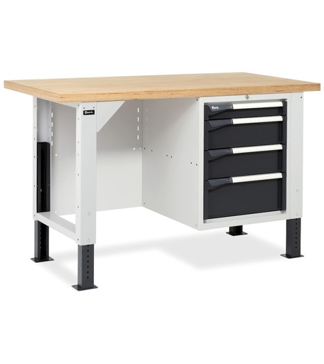 BR workbench 150 cm with 1 drawer cabinet with 4 drawers – Light grey + Anthracite grey (RAL 7035+7016)