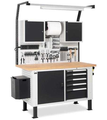 BR workbench 150 cm – Light grey + Anthracite grey (RAL 7035+7016)
