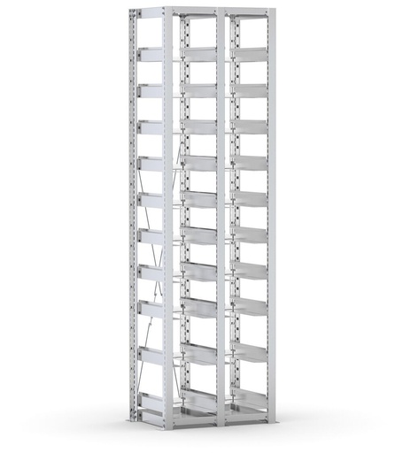 Rayonnage vide pour bacs taille 3/3A2, L634 x P421 x H2003 mm