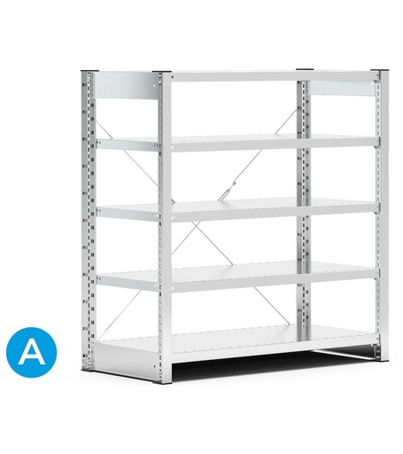 Rayonnage pour bacs taille 4 avec 5 tablettes, L1057 x P521 x H1111 mm
