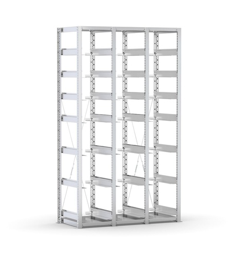 Rayonnage vide pour bacs taille 4/4A5, L1208 x P521 x H2003 mm
