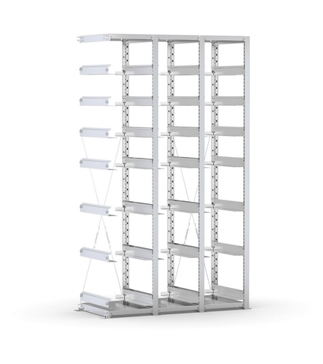Rayonnage d'extension vide pour bacs taille 4/4A5, L1158 x P521 x H2003 mm
