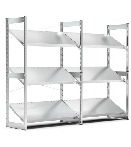 Rayonnage avec 6 tablettes inclinées