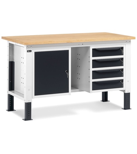 Work Up workbench 150 cm with 1 drawer cabinet with 4 drawers and 1 cabinet with door