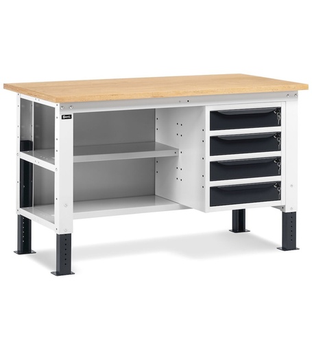 Work Up workbench 150 cm with 1 drawer cabinet with 4 drawers and 2 half shelves