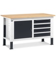 Banco da lavoro WORK1509 con 1 armadio a cassetti con 4 cassetti e 1 armadio con porta