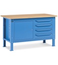 Banco da lavoro WORK1510 con 1 armadio a cassetti con 4 cassetti e 1 armadio con porta