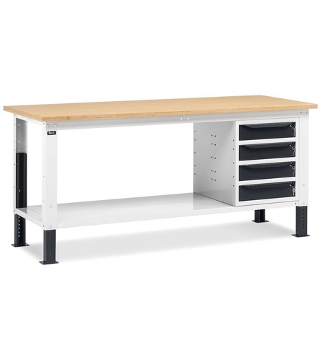 Work Up workbench 200 cm with 1 drawer cabinet with 4 drawers