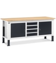 Banco da lavoro WORK2009 con 1 armadio con 4 cassetti e 2 armadi con porta, L 200 cm