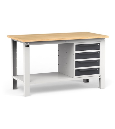 Workshop bench with 4 drawers, 150 cm, Grey and anthracite