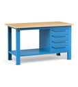 Banco da officina con 4 cassetti, 150 cm, Blu