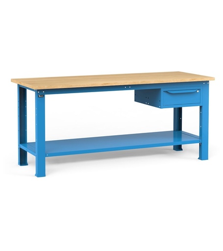 Workshop bench with 1 drawer, 200 cm, Blue