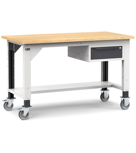 Workbench with castors and 1 drawer, 150 cm, grey and anthracite