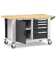 Banco con ruote con porta con 5 cassetti 2x75 1x100 1x150 1x200 1xPR Master – H 921/1271 mm