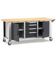 Banco con ruote con porte con 4 cassetti 1x100 2x150 1x200 2xPR Master – H 921/1271 mm