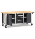 Banco con ruote con porte con 4 cassetti 1x100 2x150 1x200 2xPR Master – H 921/1271 mm