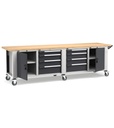 Banco con ruote con porte con 8 cassetti 2x100 4x150 2x200 2xPR Master – H 921/1271 mm