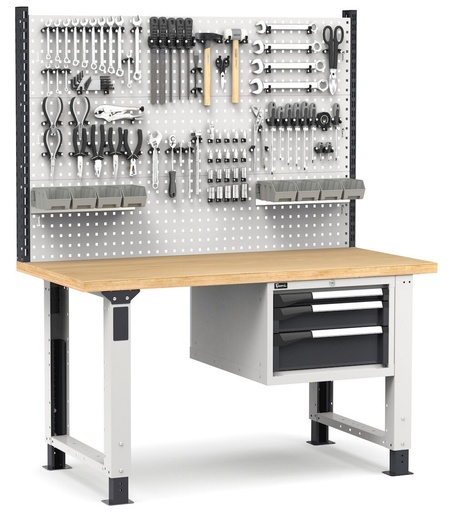 Work Master workbench with 3 drawers 1x50 1x100 1x150 – H 1708/2058 mm