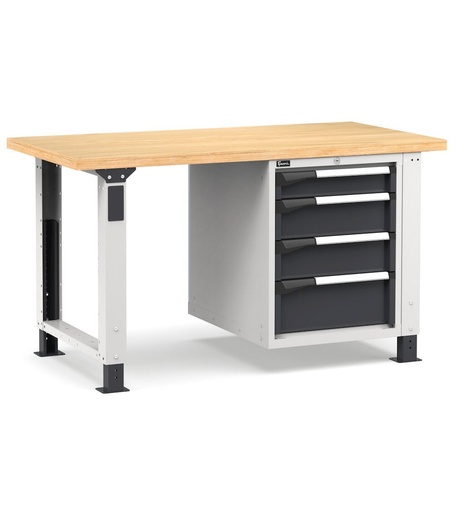 Work Master workbench with 4 drawers 1x100 2x150 1x200 – H 765/1115 mm