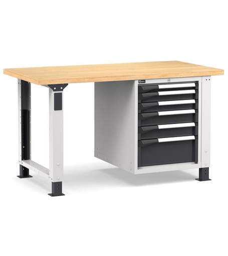 Work Master workbench with 6 drawers 1x50 2x75 2x100 1x200 – H 765/1115 mm