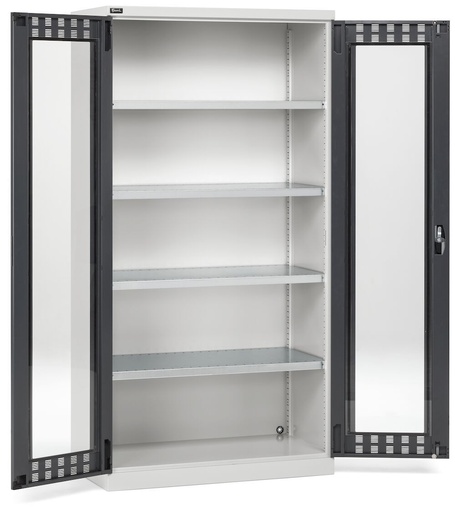Armario con puertas batientes ranuradas de policarbonato, 4 estantes, An1023 x P555 x Al2000 mm