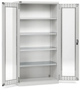 Armadio con ante a battente fessurate in policarbonato, 4 ripiani, L1023 x P555 x H2000 mm – Grigio chiaro (RAL 7035)