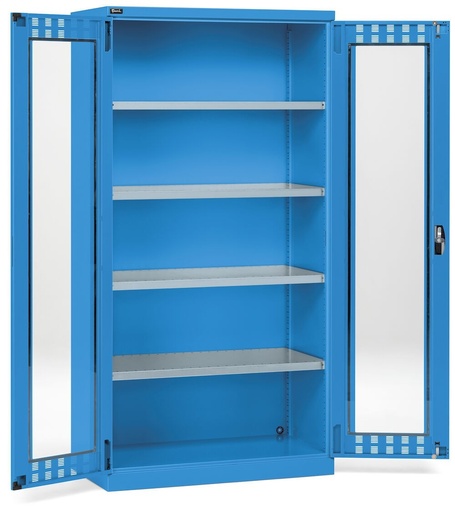 Armario con puertas batientes ranuradas de policarbonato, 4 estantes, An1023 x P555 x Al2000 mm