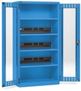 Armadio caricabatterie con ante in policarbonato, 4 piani/pannelli forati, L1023 x P555 x H2000 mm – Blu (RAL 5012)