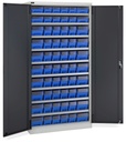 Armadio con porte a battente con 60 contenitori RK Box Air con divisori e frontalini Perfom – H 2000 mm