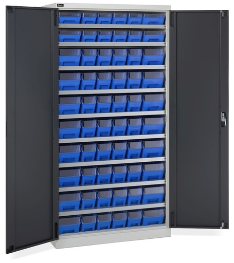 Armario con puertas batientes y 60 cubetas RK Box Air con separadores y frontales Perfom – Al 2000 mm