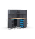 Arredo angolare per officina, L1560+1256 x P495 x H1900 mm