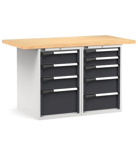 Work Master Werkbank mit 9 Schubladen 2x100 4x150 2x200 1x300 – H 890 mm