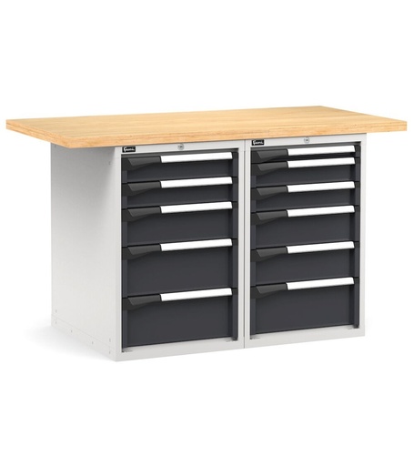 Work Master workbench with 11 drawers 1x50 4x100 3x150 3x200 – H 890 mm