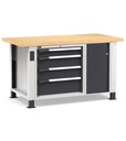 Banco professionale con 4 cassetti e morsa, 150 cm, grigio e antracite