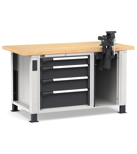 Professional workbench with 4 drawers and vice, 150 cm