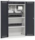 Armadio caricabatterie con griglia areazione, pannelli forati, accessori, L1023 x P555 x H2000, PERFOM 14034