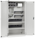 Armadio caricabatterie con ante battenti, pannelli forati, accessori, L1023 x P555 x H2000 mm – Grigio chiaro (RAL 7035)