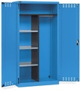 Armadio multiuso con ante battente fessurate, ripiani e divisorio, L1023 x P555 x H2000 mm – Blu (RAL 5012)