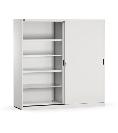 Armario metálico, puertas correderas y estantes, An2040 x P600 x Al2000 mm, RAL 7035
