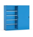 Armadio in metallo, porte scorrevoli e ripiani, L2040 x P600 x H2000 mm, RAL 5012