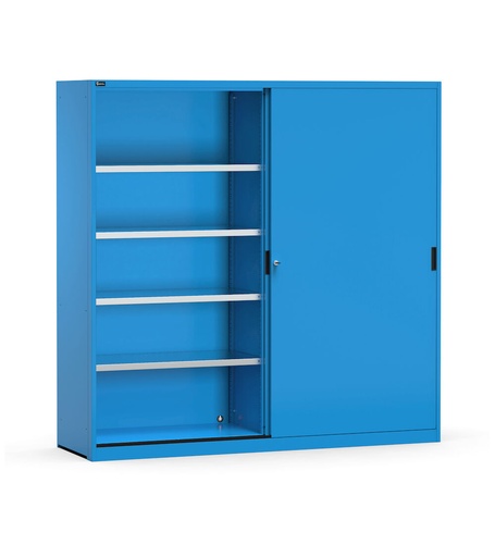 Armario metálico, puertas correderas y estantes, An2040 x P600 x Al2000 mm, RAL 5012